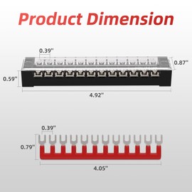 APIELE 15A Screw Terminal Block 12 Position Dual Row Covered Pre-Insulated Terminal Barrier Strips (5PCS 12P+10PCS Wiring Strips)