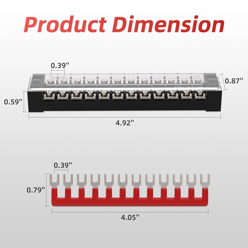 APIELE 15A Screw Terminal Block 12 Position Dual Row Covered