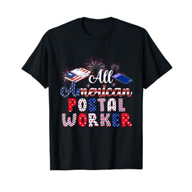 All American Postal Worker American Flag Fireworks 4th July T-Shirt
