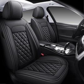 ifwohao Car Seat Covers, Front Seat Cover, 2 Pack Waterproof Seat Covers for Cars, Luxury Faux Leather Car Seat Cushions, Car Seats Protectors, Black Car Seat Covers Universal Fit for Most Vehicles