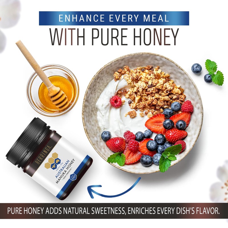 Berringa Manuka Honey Organic MGO 550+ High Strength, Supports General