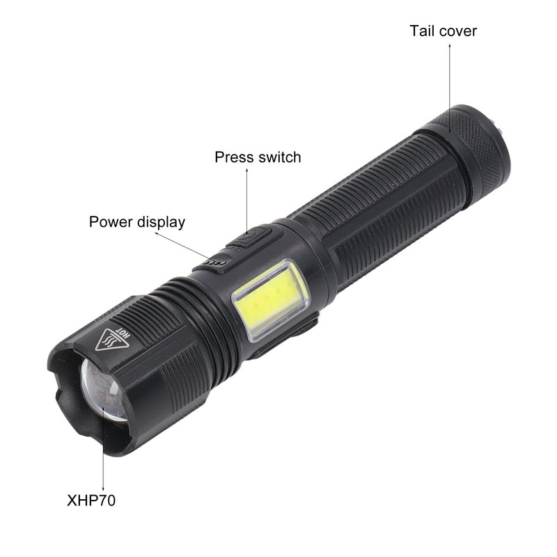 LED Flashlight USB Charging High Light IPX4 Waterproof Zoomable Handheld