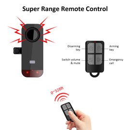 AKOYU Bike Alarms with Remote Control 120dB Wireless Motion Sensor Vibration Alarm with 328ft Remote IP65 Waterproof Anti-Theft with Tail Light for Bike e-Bike Motorcycle Accessories