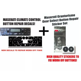World Graphix Maserati Gear Selection Plus Climate Control Black Button Repair Stickers