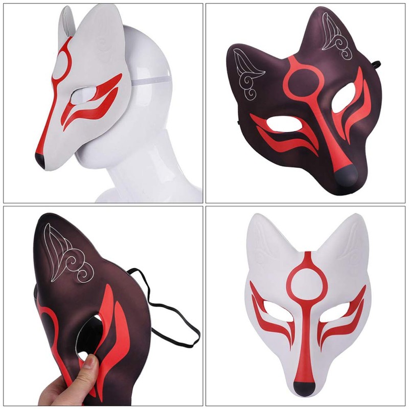 TENDYCOCO 2 Pieces Fox Japanese Kitsune Mask Fox Mask Japan