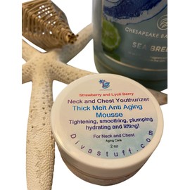 Diva Stuff Strawberry and Lycii Berry, Neck and Chest Youthurizer, Thick Melt Anti Aging Mousse, Tightens, Smooths, Plumps and Lifts