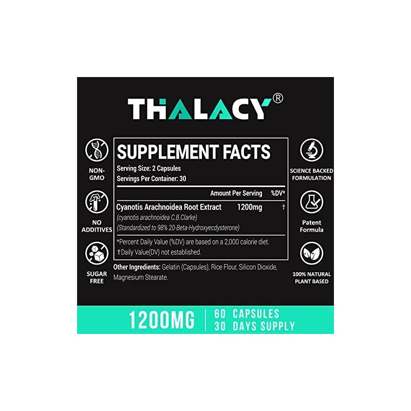 Thalacy Beta Ecdysterone 1200Mg 60 Count Muscle Building Supplement Plant