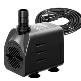 Knifel Bomba sumergible de 400 GPH (1500L/H, 25W), bomba de fuente ultra silenciosa con 6.5 pies de elevación, bomba de estanque para pecera, estanque, acuario, estatua, hidropónica