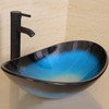 wonline Modern Bathroom Flower Tempered Glass Vessel Sink ORB Pop