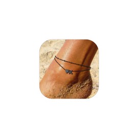 Suplight Stainless Steel Anklets Bracelets for Women Layered Dainty Foot Chain Initial Heart Anklet with Beaded Anklets for Women Beach Waterproof Letter K Black Ankle Bracelets (with Gift Box)