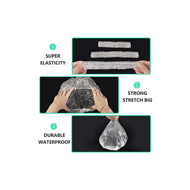 Disposable Shower Caps 100 Pcs Bath Clear Waterproof Plastic Wraps