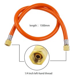 Hicello Gas Regulator Pressure Regulator 50 mbar + Gas Hose 150 cm 1/4 Inch Left Thread Operating Pressure Gas Low Pressure Regulator Accessories / Replacement Part for Gas Barbecues for Camping