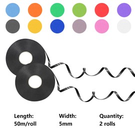 Mooshy 2 Rolls Black Curling Ribbon, 100m Black Ribbon for Balloons 5mm Width Black Balloons String 50m/rollBlack Ribbons for Wedding Party Decorations Gift Wrapping Ribbon for Crafts