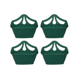 PHG Stylish Wall Flower Planters | Elegant Outdoor Plastic Planters | Unique Balcony Garden Planters | Garden Wall Planters | Half Barrel Wall Pots | Flower Basket (Pack of 4, Green)