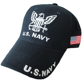 Armed Forces Depot gorra de béisbol bordada de la marina de los estados unidos con la bandera de los estados unidos en el lateral. azul