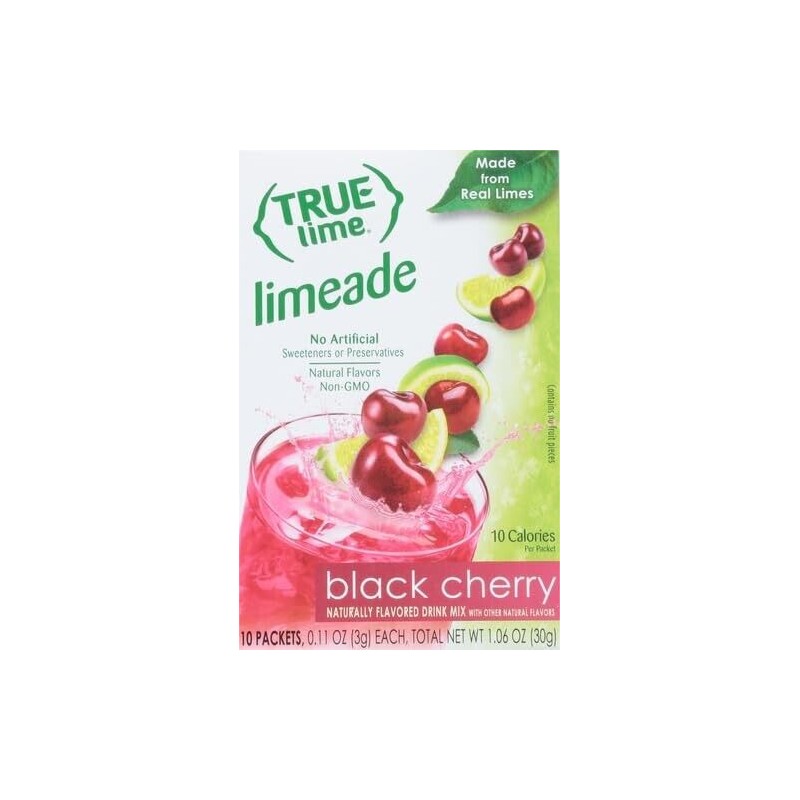 TRUE LIME Black Cherry Limeade Drink Mix, 10 Packets, Made