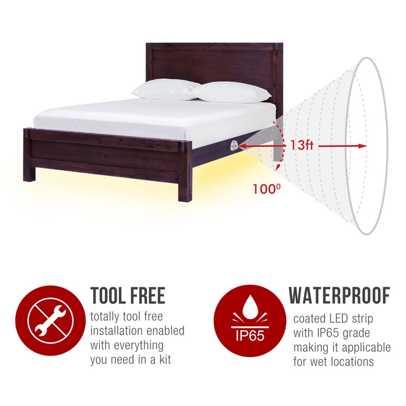 illumiForce Under Bed Lights Motion Sensor, Motion Activated Bed Lighting,