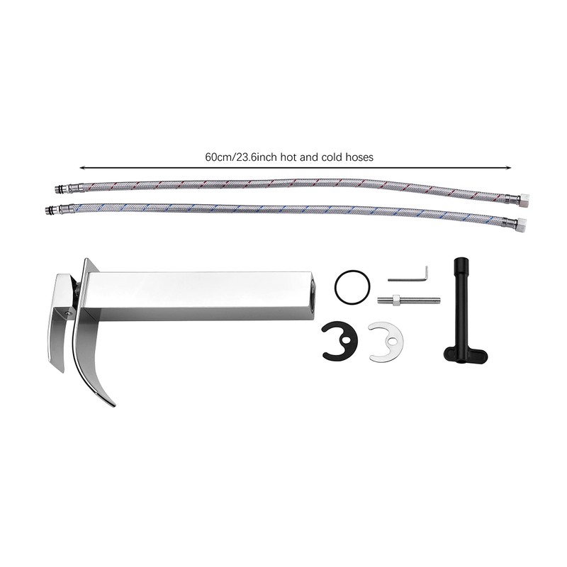 Rzoeox Tall Bathroom Vessel Faucet, Waterfall Design, Chrome Finish, Single