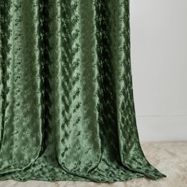 GIGIZAZA Velvet Curtains 96 Inches Long for Modern Living Room, Set of 2 Window Panels Olive Green Back Tab Window Drapes Dot Jacquard Luxury Home Decor Curtain Drapes