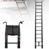 Qimu Aluminum Telescoping Ladder with 2 Detachable Roof Hooks, 12.5FT