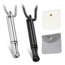 2 x Breath Chain Smoking Causation, Smoking Causation Chain, Smoking Ceasing Breathing Chain, Smokeless Aid for Anxiety, Stress, Panic Attack Relief Meditation (Silver + Black) with 2 Storage Bags,