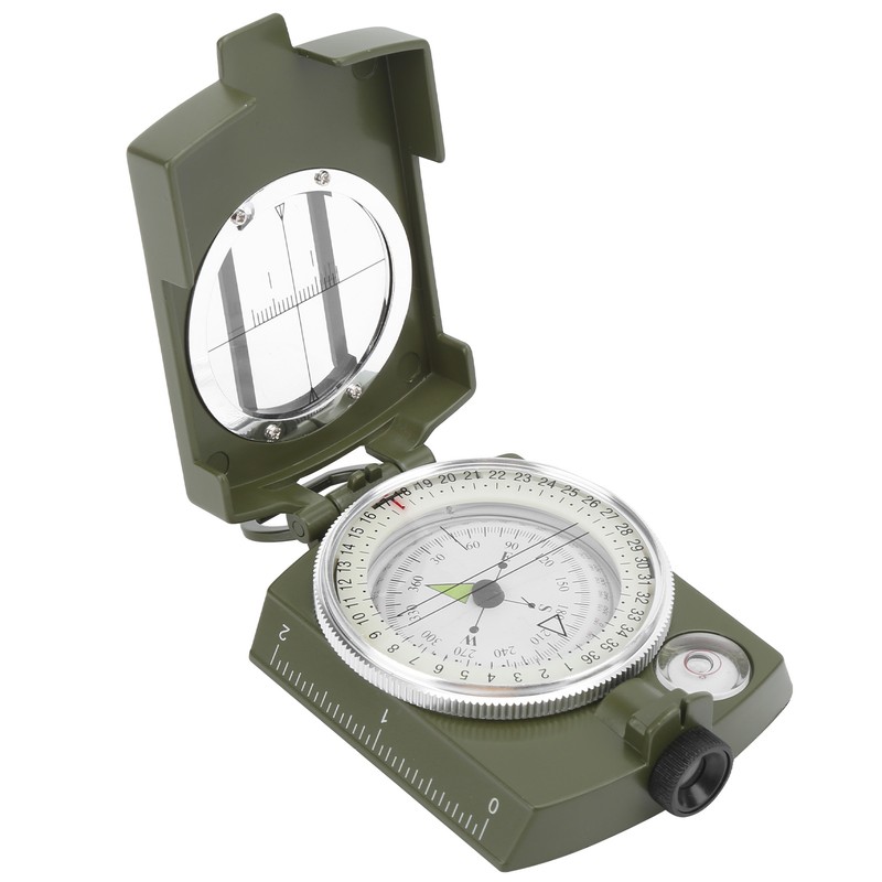 DC60‑2A Aluminium Alloy Foldable Multifunctional Luminous Compass Outdoor SuppliesArmy Green