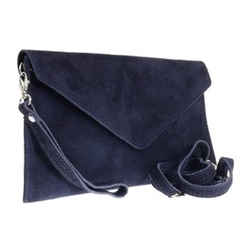 Girly Handbags Womens Genuine Italian Suede Leather Envelope Clutch Bag Wedding Purse Handbag Crossbody Bag Large Navy