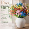 15 Flores Artificiales Decoracion, Flores Artificiales Violeta con Hojas de