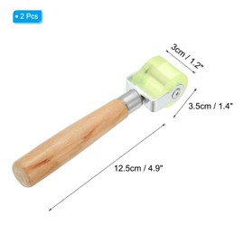PATIKIL 1.2" Sound Deadening Roller, 2pcs Noise Insulation Tool Seam Roller PU Wheel Roller for Wallpaper Heat Mat Car, Wood Handle