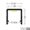 LED Profile ST10 Aluminium Black for LED Strips Including Cover