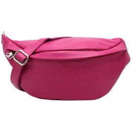 SH Leder ® Marie G528 Real Leather Waist Bag for Women Men Unisex Belt Bag for Festival Travel Bum Bag Medium Crossbody Bag Women Leather Bag 32 x 17 cm, Pink, Fashion waist bag