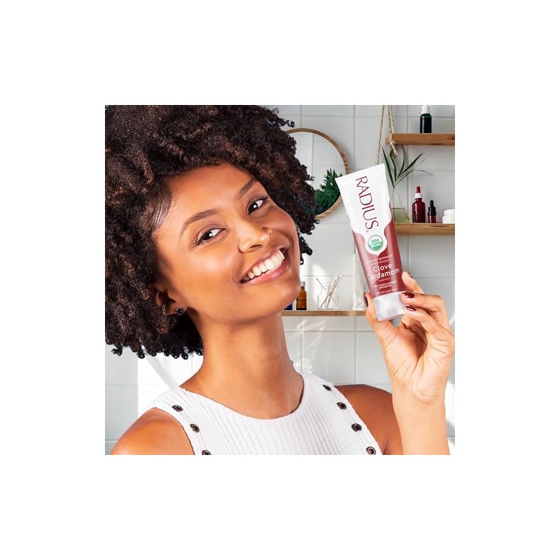 RADIUS USDA Organic Clove Cardamom Toothpaste 2 Count, 3oz, Non