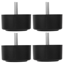 Fdit 4Pcs Black Round Sofa Legs M8 Screw 35mm Height Pad PP Plastic Easy to Install and Replace Suitable for Cabinet