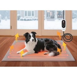 Velvopet Pet Heating Pad for Cats and Small Dogs – Heated Cat Bed with 4-Level Timer & 6-Level Temperature, Waterproof Indoor Warming Mat with Chew-Resistant Cord & Soft Washable Cover, 16"x28"