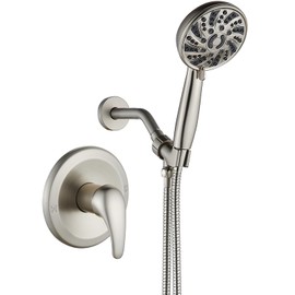 gotonovo Single-Handle Shower Faucet Set Shower Kit with Valve Shower Head and Handle Set Shower Trim Kit with 6 Modes ABS Handheld Shower Fixtures Shower Valve and Trim Kit Brushed Nickel