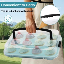 Spmarkt Blue 12-Cup Muffin Pan with Lid, 2-Pack Metal Cupcake Pan with Handle, Portable Blue Muffin Pans Nonstick 12 with Cover Ideal for Easy Carrying, Holiday, Party and Travel