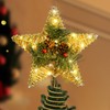 Pine Cones Christmas Tree Topper Lighted,20 LED Lights Metal Tree