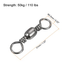 PATIKIL Fishing Barrel Swivel, 30Pcs 110lb Carbon Steel Solid Ring Terminal Tackle, Black