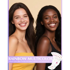 Wugbc 6 Pcs Rainbow Freckles Face Tattoo, Rainbow Butterfly Glitter Freckle Face Temporary Tattoos Long Lasting, Multichrome Iridescent Sparkle Freckles Colorful Festival Accessories for Women, Set D