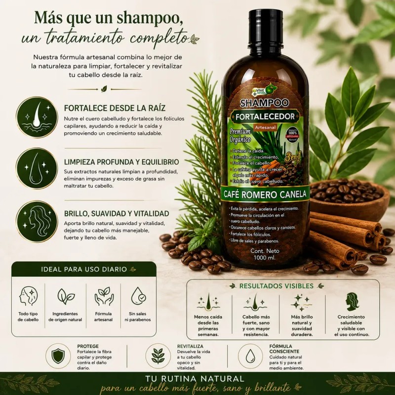 Shampoo Café Romero Y Canela Vida Natural Fortalecedor 1l