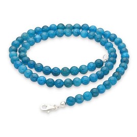 Lebensquelle Plus Apatite Blue Ball Chain | Diameter 6 mm Balls with 925 Silver Clasp | Gemstone Chain 45 cm Long, Stainless Steel, Apatite