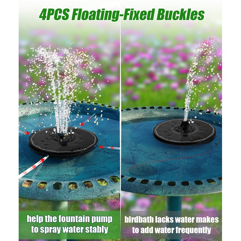 SZMP Solar Water Fountain Upgraded 100% Glass Panel, 3.5W Solar