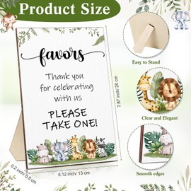 MTLEE 36 Sets Succulent Cactus Candles Baby Shower Favors for Guests Include 36 Plant Tealight Candles 36 Thank You Tags 36 Organza Bags Wooden Standing Sign for Gender Reveal Gifts (Safari)