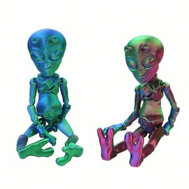 3D Printed Alien Figurine, 1 Count Joints Movable Gooey Aliens Toy, Stress Relief Toy, Creative Birthday Gift for Friend, Desktop Decor:_Green_one-size
