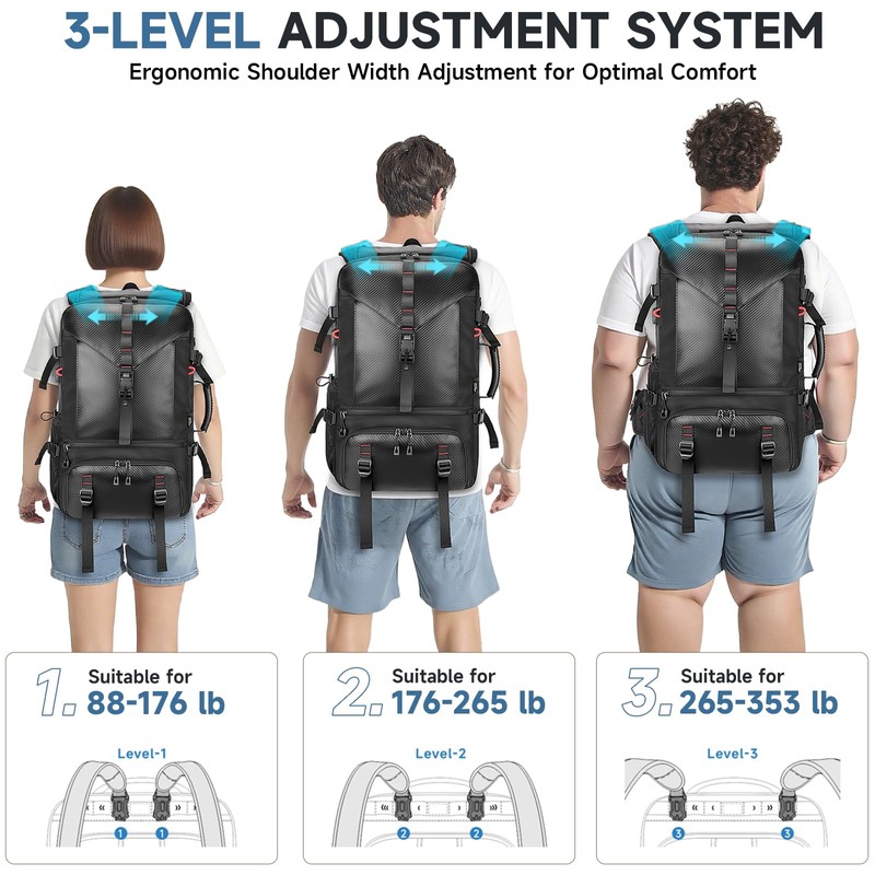 60L Large Travel Backpack for Men, 17 Inch Laptop Backpack