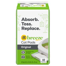 Tidy Cats Breeze Original Cat Pads, Absorbent Disposable Pads for Breeze Litter System, Fast-Drying, Odor Control, 10 Pads per Pouch (Pack of 4)