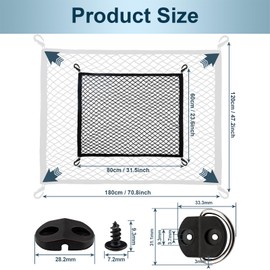 VEHIRIE Cargo Net for SUV Truck 31.5 x23.6 inch Elastic Storage Mesh with ABS Hooks, Trunk Organizer Netting for Pickup Trucks Tailgate Accessories