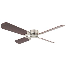RecPro RV 12V Ceiling Fan | 4-Blade | 4-Speed | Near Silent Operation | Reversing Direction Wall Control (Brushed Nickel: Cherry Blades, 42")