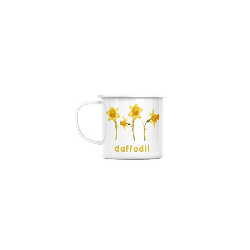 Fabulous Emaillierter Metallbecher 284ml Narzisse Blumen Minimalistisch Schick Garten Liebe