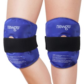 NEWGO Knee Ice Pack Wrap Reusable Gel Ice Wrap for Leg Injuries, Hot Cold Pack for Post Knee Surgery, Knee Joint Pain, Arthritis, Knee Injuries, Swelling, Meniscus Tear, ACL (Blue-2)